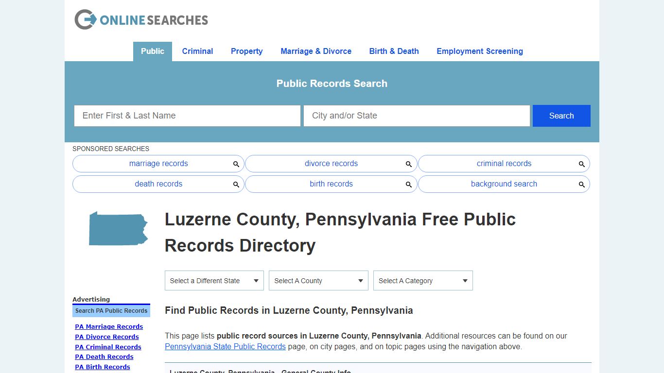 Luzerne County, Pennsylvania Public Records Directory