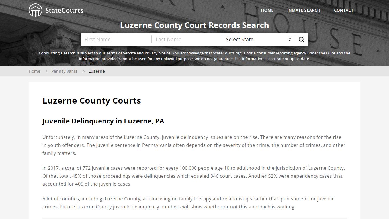 Luzerne County, PA Courts - Records & Cases - StateCourts